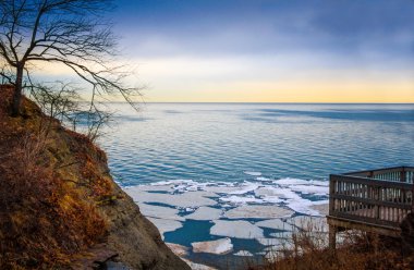 Wintry Lake Erie Overlook With Ice Floes clipart