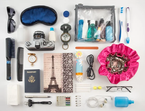 Reizen Essentials fotomontage — Stockfoto