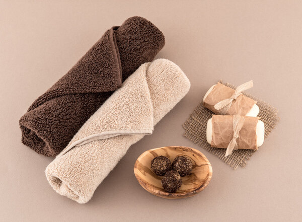 Spa Soap, Luxury Towels, and Coffee Bean Bath Bombs