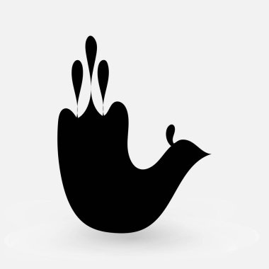 Koyu siyah soyut kuş silueti, pürüzsüz akış eğrileri ve göz yaşı arması elementleri. Logo modelleri için modern ve mükemmel markalaştırma veya dekoratif grafik tasarım Vektörü