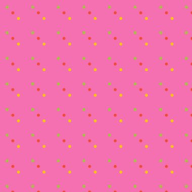 Pembe arkaplandaki renkli polka noktalarının kusursuz vektör deseni