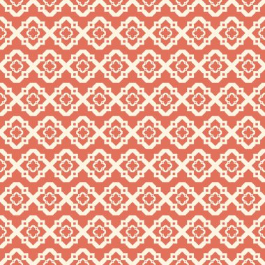 Terracotta arka planında soluk kumda kusursuz vektör geometrik sarmaşık deseni. Çöl için tekrarlayan zarif Art Deco markalaşma ve tekstil tasarımı