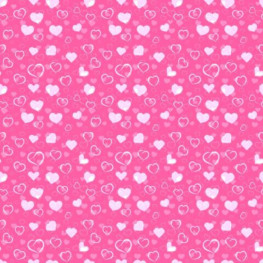 Değişik kalp şekilleri olan canlı, pembe, pürüzsüz bir desen. Sevgililer Günü kartları, romantik hediye paketi ve kadınsı markalaşma için harika bir döşeme arkaplanı.