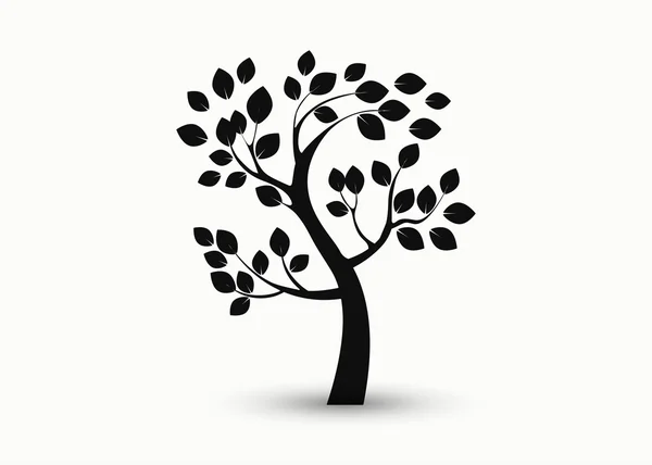 Black tree silhouette isolated on white background, vector — Stock Vector