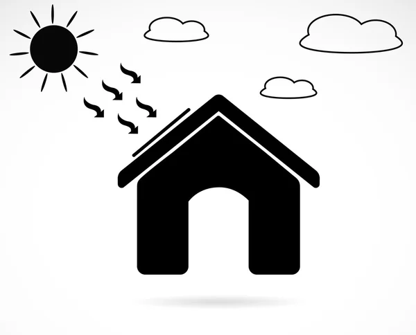 Casa eco-friendly com painéis solares no telhado — Vetor de Stock