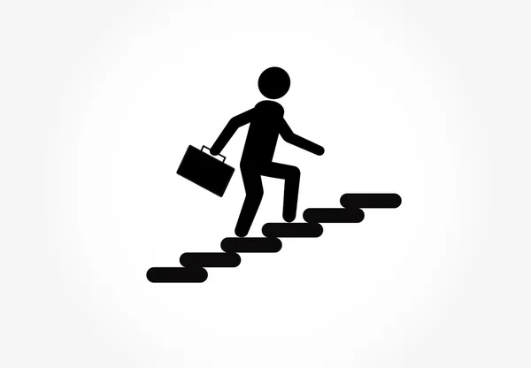 Escalera de carrera. El hombre corre escaleras arriba hacia el éxito . — Vector de stock