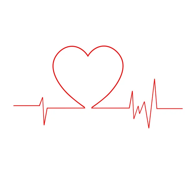 Cardiograma cardíaco. Línea de vida. Corazón de símbolo — Vector de stock