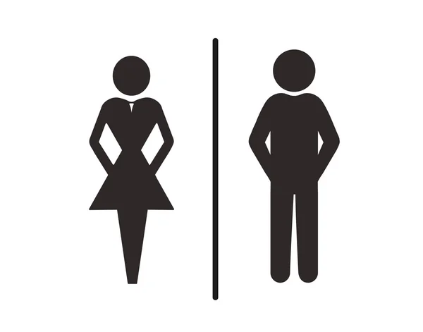 Vector iconen voor man en vrouw, WC teken, toilet pictogram, minimalistische stijl, pictogram — Stockvector