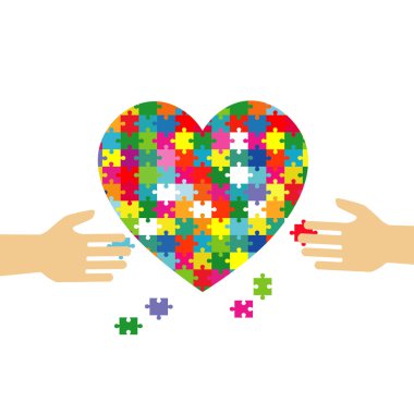 el tutma yapboz parçası. aşk kavramı - vektör illüstrasyon