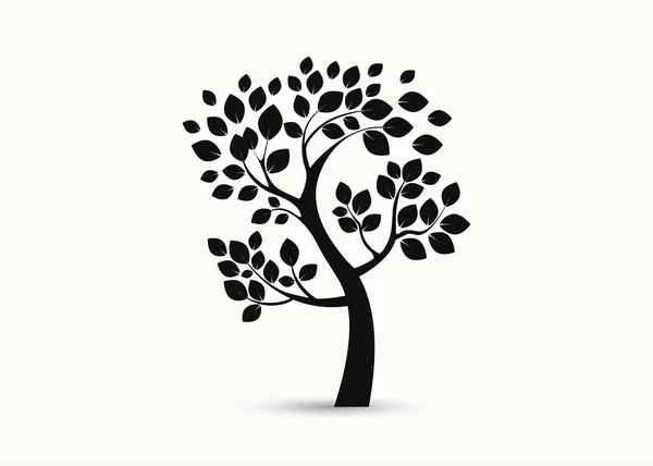 Μαύρο δέντρο σιλουέτα απομονώνονται σε λευκό φόντο, διάνυσμα — Διανυσματικό Αρχείο