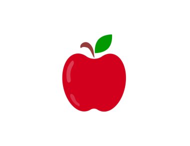 Düz ağ kırmızı elma ikonu. Vektör illüstrasyonu.