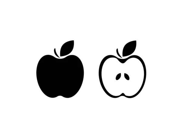 Flat Web Black Apple Icon Vector Illustration — Stock Vector