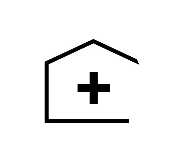 Ícones Desenho Liso Casa Com Uma Cruz Telhado Hospital Vetor —  Vetores de Stock