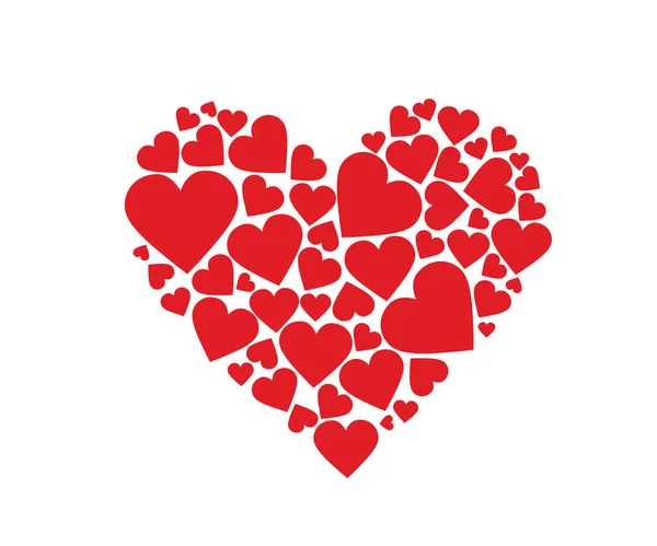 小さな心で作られた大きな心 バレンタインデー愛ロマンスポストカード — ストックベクタ