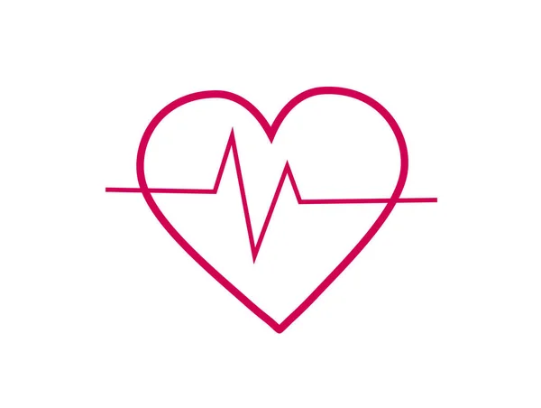 Ilustración Vectorial Del Corazón Con Cardiología Aislada Sobre Fondo Blanco — Vector de stock