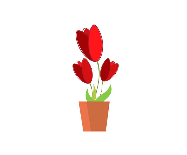 Plat Pictogram Witte Achtergrond Tulp Bloeit Maart Voorjaarsdag Voor Vrouwen — Stockvector