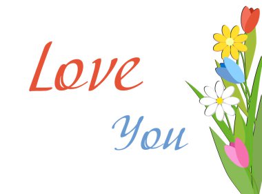 Beyaz arka planda bir buket çiçek. Kartpostal, tatil