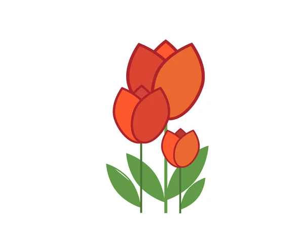 Tulip Ανθίζει Εικονίδιο Λευκό Φόντο Μαρτίου Ανοιξιάτικη Μέρα Γυναικών — Διανυσματικό Αρχείο