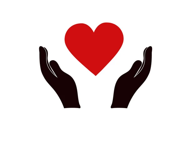 Kalp Vektör Ikonunda Yardım Eden Eller Logosu — Stok Vektör