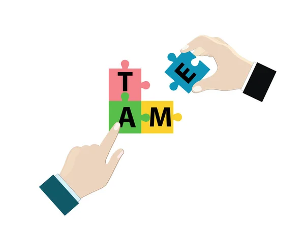 Concept Teamwork Integration Businessman Holding Colorful Puzzle — Stock Vector