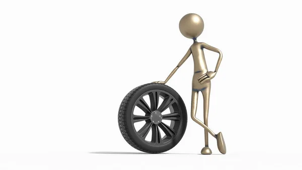Person Auto Tire Wheel Render Illustration — Stock Photo, Image