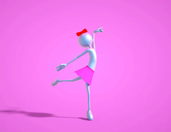 芭蕾娜与粉红塔图 这是一个3D渲染幻象 — 图库照片