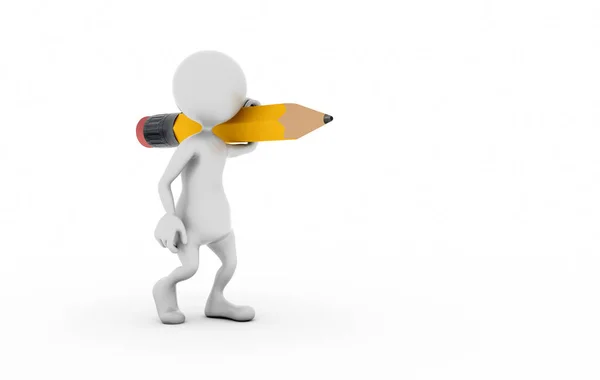 Person Yellow Pencil Render Illustration — Stock Photo, Image