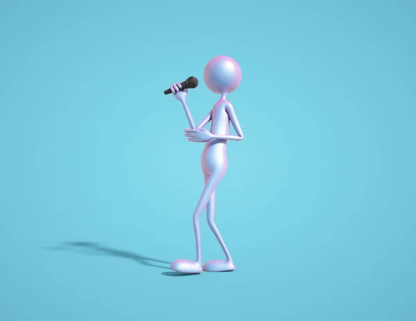 有话筒的人物性格歌手这是一个3D渲染说明 — 图库照片