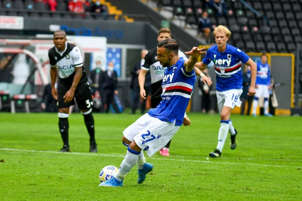 Fabio Quagliarella Sampdoria Gör Mål Straff Italiensk Fotboll Serie Match — Stockfoto