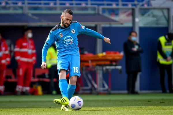 Claudio Terzi Spezia Portret Actie Tijdens Italiaanse Voetbal Serie Een — Stockfoto