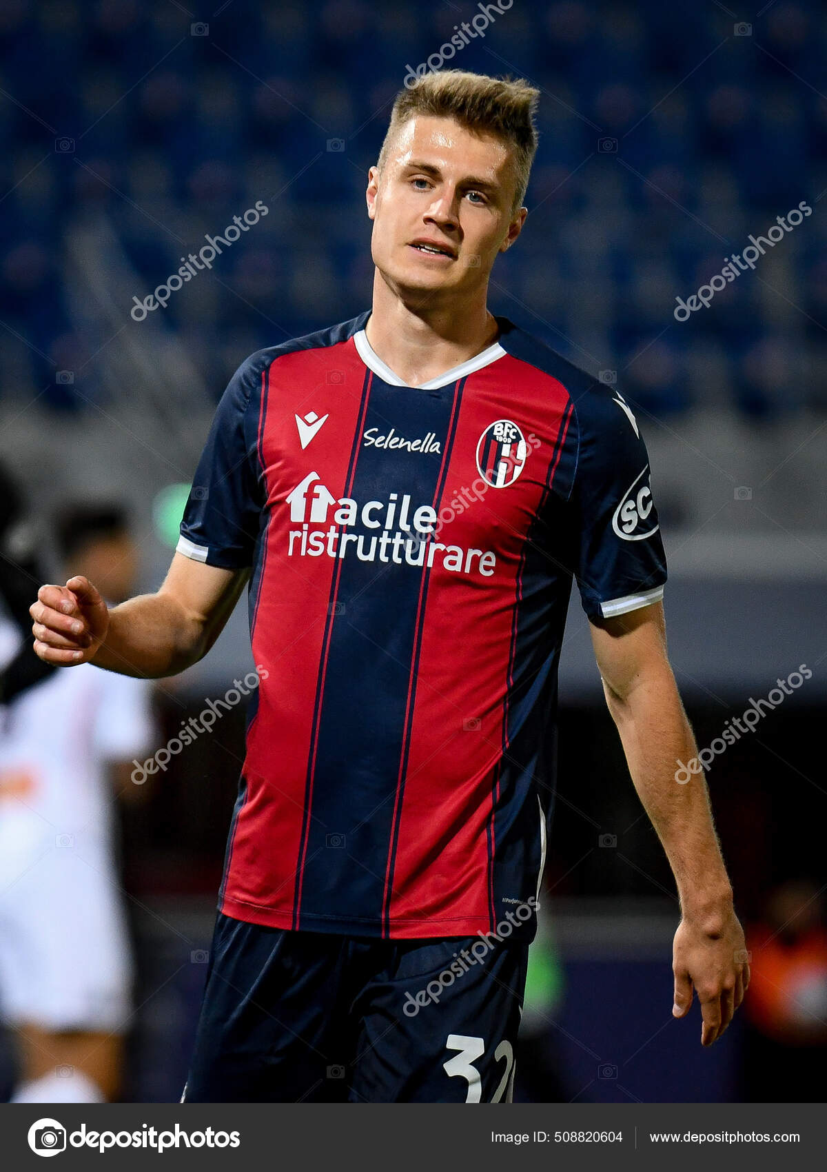 Jerdy Schouten Bolonha Retrato Durante Futebol Italiano Série Jogo