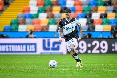 Rodrigo De Paul (Udinese) İtalyan futbol takımı Serie A 'nın 2020 / 2021 sezonunda Udinese Calcio' nun Udine, İtalya 'daki Friuli - Dacia Arena stadyumunda oynadığı aksiyon portresi.