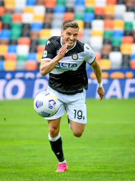 Jens Stryger Larsen Udinese Retrato Ação Durante Partida Série Futebol — Fotografia de Stock