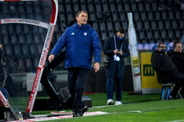 Leonardo Semplici Treinador Cagliari Gestos Durante Futebol Italiano Serie Jogo — Fotografia de Stock