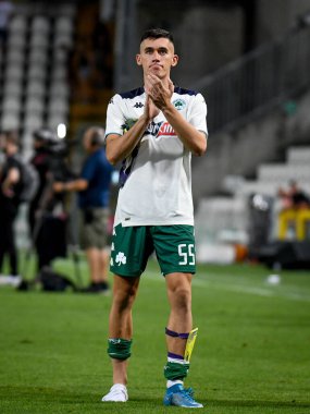 Sotiris Alexandropoulos (Panathinaikos), İtalya 'nın Trieste kentindeki Nereo Rocco Stadyumu' nda oynanan AC Milan-Panathinaikos FC karşılaşmasında 14 Ağustos 2021 tarihinde yapılan maçın sonunda portresi: Ettore Griffoni