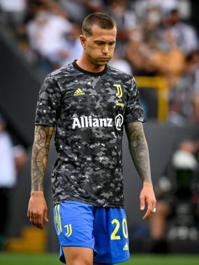 Federico Bernardeschi (Juventus) İtalya futbol takımı Serie A maçında Udinese Calcio ile Juventus FC 'nin Udine, İtalya' daki Dacia Arena stadyumunda 22 Ağustos 2021 'de oynanan karşılaşma sırasında portresi: Ettore Griffoni