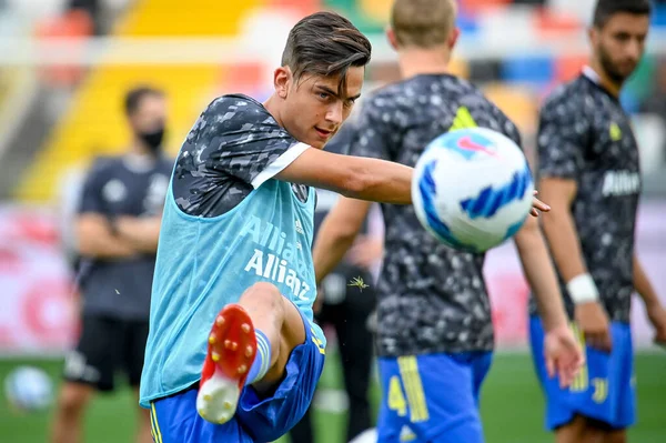 Paulo Dybala Juventus Retrato Durante Aquecimento Durante Jogo Futebol Italiano — Fotografia de Stock