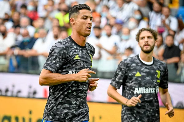 Cristiano Ronaldo Juventus Portrét Během Zahřívání Během Italského Fotbalu Serie — Stock fotografie
