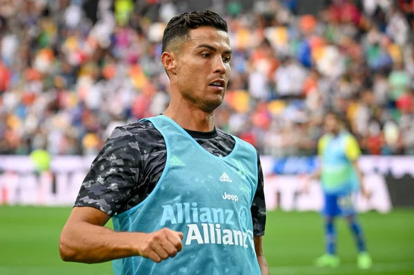 Retrato Cristiano Ronaldo Juventus Durante Aquecimento Durante Partida Série Futebol — Fotografia de Stock