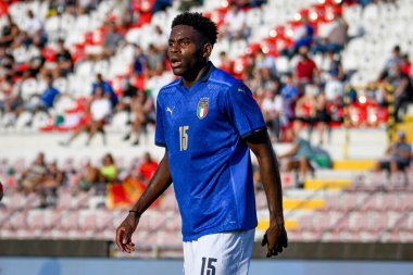 Caleb Okoli (İtalya) 21 yaş altı UEFA Avrupa Futbol Şampiyonası sırasında - UEFA Euro 2023 elemeleri - İtalya, İtalya 'nın Vicenza kentindeki Romeo Menti Stadyumunda Karadağ' a karşı, 07 Eylül 2021 - Fotoğraf: Ettore Griffoni