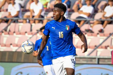 Caleb Okoli (İtalya) 21 yaş altı UEFA Avrupa Futbol Şampiyonası sırasında - UEFA Euro 2023 elemeleri - İtalya, İtalya 'nın Vicenza kentindeki Romeo Menti Stadyumunda Karadağ' a karşı, 07 Eylül 2021 - Fotoğraf: Ettore Griffoni