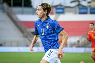 Samuele Mulattieri (İtalya) UEFA Avrupa Futbol Şampiyonası sırasında 21 yaş altı - UEFA Euro 2023 elemeleri - İtalya, İtalya 'nın Vicenza kentindeki Romeo Menti Stadyumu' nda Karadağ 'a karşı, 07 Eylül 2021 - Fotoğraf: Ettore Griffoni