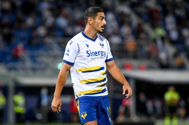 Koray Gunter (Verona) İtalya futbol takımı Serie A maçında Bologna FC - Hellas Verona FC maçı sırasında İtalya 'nın Bologna kentindeki Renato Dall & # 39; Ara Stadyumu' nda yapıldı.