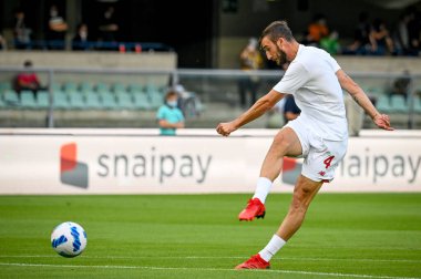 Bryan Cristante (Roma) İtalya futbol takımı Serie A maçında Hellas Verona FC - AS Roma maçında Verona, İtalya 'daki Marcantonio Bentegodi stadyumunda, 19 Eylül 2021 - Fotoğraf: Ettore Griffoni