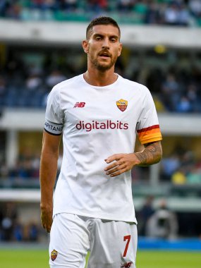 Lorenzo Pellegrini (Roma) İtalya futbol takımı Serie A maçında Hellas Verona FC - AS Roma maçında Verona, İtalya 'daki Marcantonio Bentegodi stadyumunda, 19 Eylül 2021 - Fotoğraf: Ettore Griffoni