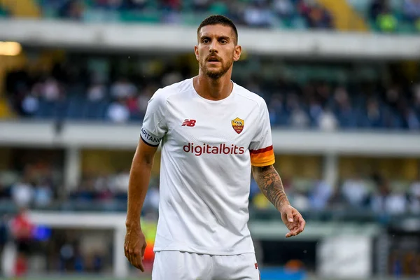 Lorenzo Pellegrini (Roma) İtalya futbol takımı Serie A maçında Hellas Verona FC - AS Roma maçında Verona, İtalya 'daki Marcantonio Bentegodi stadyumunda, 19 Eylül 2021 - Fotoğraf: Ettore Griffoni