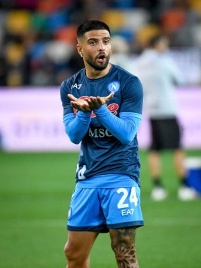 Lorenzo Insigne (Napoli) İtalya 'nın Udinese Calcio-SSC Napoli maçında 20 Eylül 2021' de İtalya 'nın Udine kentinde oynanan Dacia Arena Stadyumu karşılaşmasında jestler yaptı.