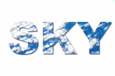 Yazıt Gökyüzü bulutlarla ve uçak penceresinden gökyüzü görüntüsüyle yapıldı. Soyut mavi doku. Tasarımınız için metin.