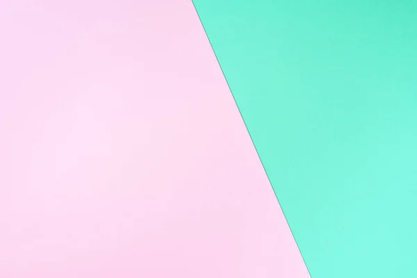 Kolorowe modne zielone i różowe tło papieru. Widok góry. Przestrzeń kopiowania — Zdjęcie stockowe