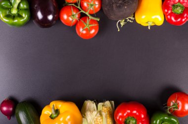 Taze sebze, sonbahar arka plan. Sağlıklı beslenme çerçeve.